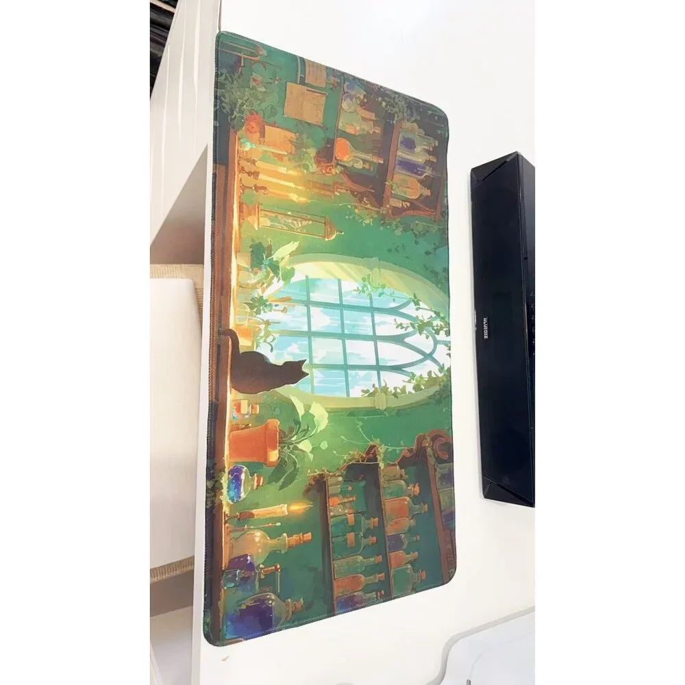 Greenhouse Cat Scenery Extended Mouse Pad